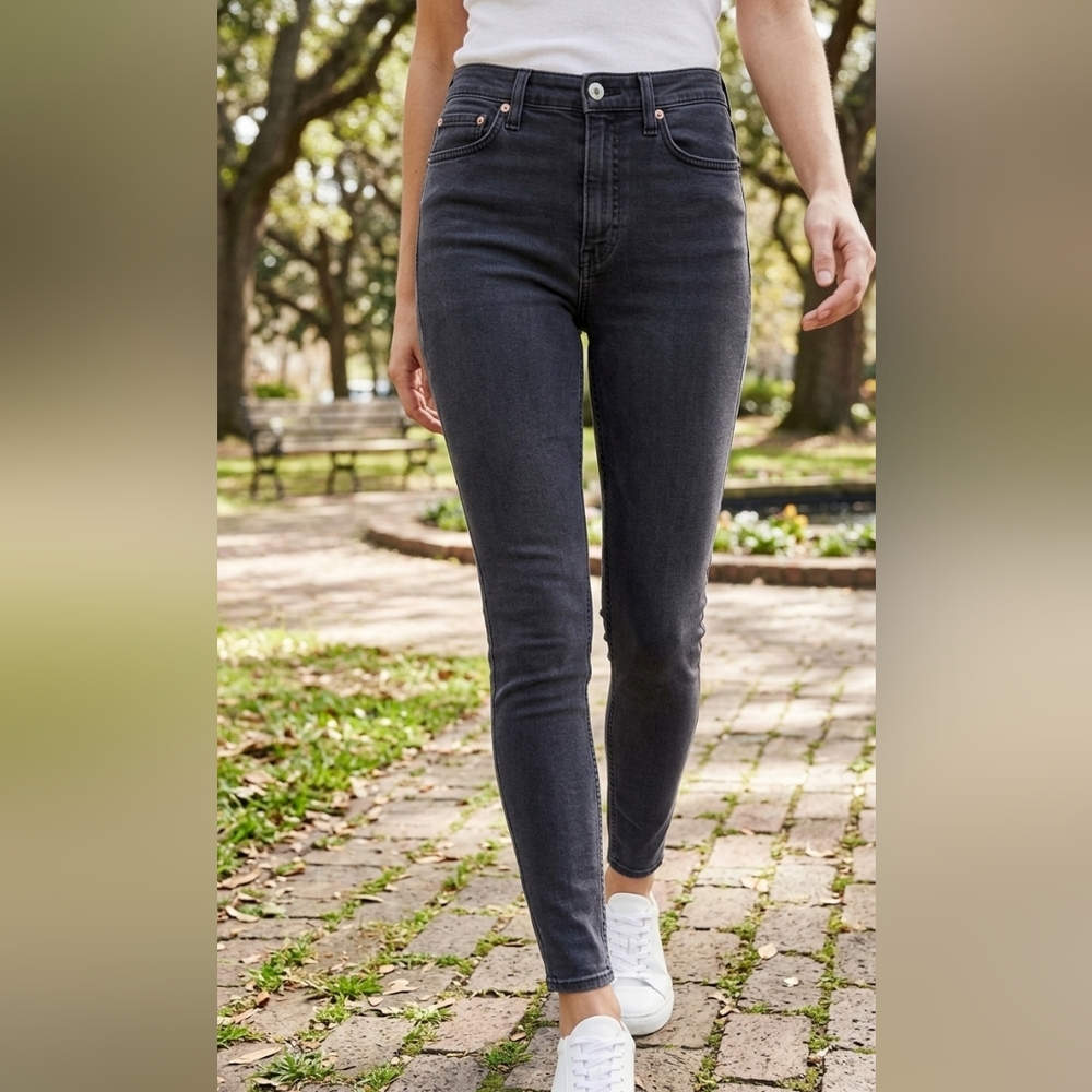 rag & bone High Rise Skinny Jeans Size 27 Dark Gray Black Stretch Denim WYTHE